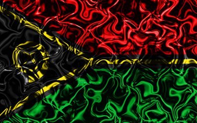 4k, Bandiera di Vanuatu, astratto fumo, Oceania, simboli nazionali, Vanuatu, bandiera, 3D, arte, Vanuatu 3D, creativo, Oceanico paesi