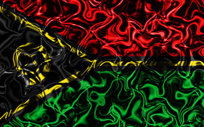 4k, Vanuatu Bayrak, soyut duman, Oceania, ulusal semboller, 3D sanat, Vanuatu 3D bayrak, yaratıcı, Okyanusya &#252;lkeleri, Vanuatu