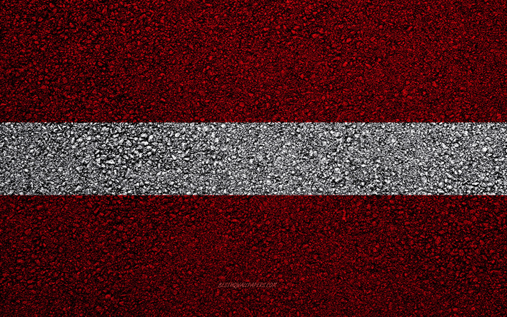Drapeau de la Lettonie, de la texture de l&#39;asphalte, du pavillon sur l&#39;asphalte, le drapeau de la Lettonie, de l&#39;Europe, de la Lettonie, de drapeaux de pays europ&#233;ens