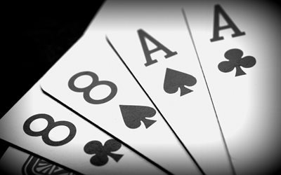 iki sekiz iki as, poker, oyun kartları, kart, Siyah, Siyah aslar ve sekizler