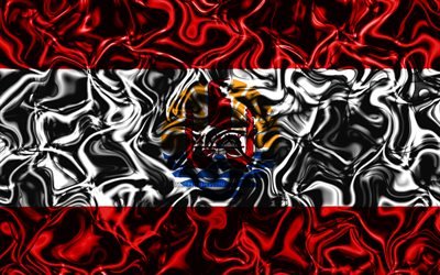 4k, Flag of French Polynesia, abstract smoke, Oceania, national symbols, French Polynesia flag, 3D art, French Polynesia 3D flag, creative, Oceanian countries, French Polynesia