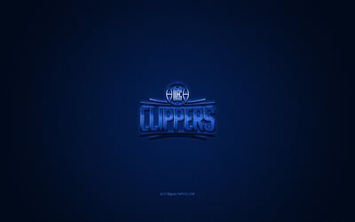 Los Angeles Clippers, American basketball club, NBA, blue logo, blue carbon fiber background, basketball, Los Angeles, California, USA, National Basketball Association, Los Angeles Clippers logo