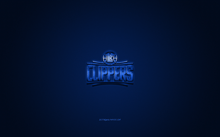 Los Angeles Clippers, American basketball club, NBA, blue logo, blue carbon fiber background, basketball, Los Angeles, California, USA, National Basketball Association, Los Angeles Clippers logo