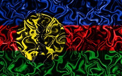 4k, Flag of New Caledonia, abstract smoke, Oceania, national symbols, New Caledonia flag, 3D art, New Caledonia 3D flag, creative, Oceanian countries, New Caledonia