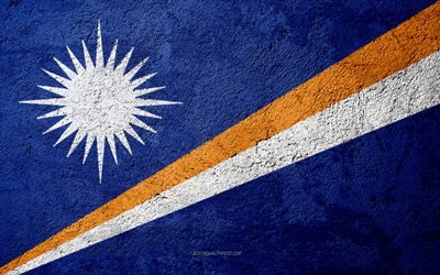 Flag of Marshall Islands, concrete texture, stone background, Marshall Islands flag, Oceania, Marshall Islands, flags on stone