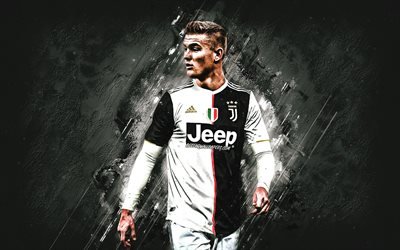 Matthijs de Ligt, Juventus FC, Dutch football player, defender, Serie A, Italy, football, portrait, stone gray background