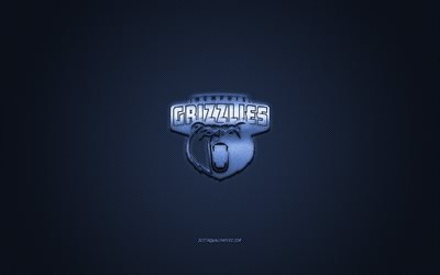 Memphis Grizzlies, American basketball club, NBA, sininen logo, sininen hiilikuitu tausta, koripallo, Memphis, Tennessee, USA, National Basketball Association, Memphis Grizzlies-logo