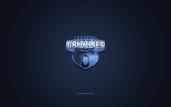 Memphis Grizzlies, Amerikan basketbol kul&#252;b&#252;, NBA, mavi logo, mavi karbon fiber arka plan, basketbol, Memphis, Tennessee, ABD Ulusal Basketbol Birliği, Memphis Grizzlies logosu