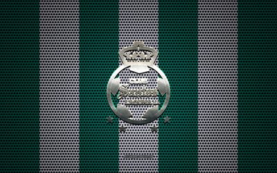 Santos Laguna logo, Mexican football club, metal emblem, green-white metal mesh background, Santos Laguna, Liga MX, Torreon, Mexico, football