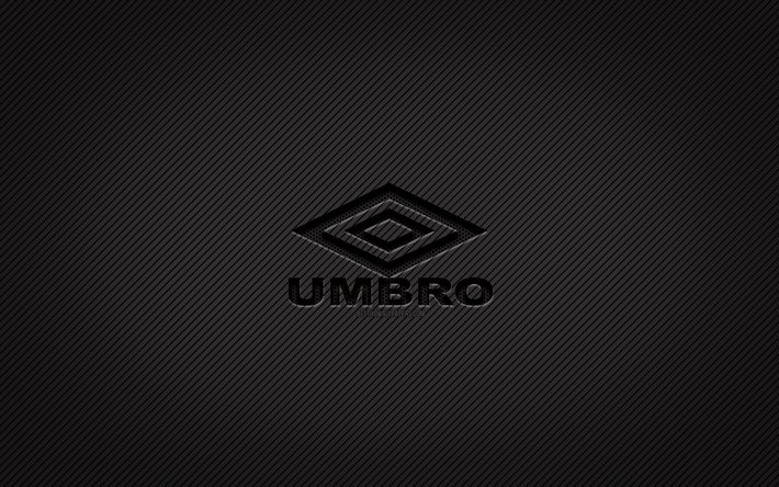 Umbro carbon logo, 4k, grunge art, karbon arka plan, yaratıcı, Umbro siyah logo, moda markaları, Umbro logo, Umbro