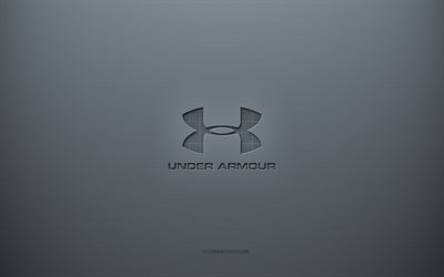 شعار Under Armor, الخلفية الرمادية الإبداعية, تحت شعار الدرع, نسيج ورقة رمادية, تحت الدرع, خلفية رمادية, Under Armor 3D logo