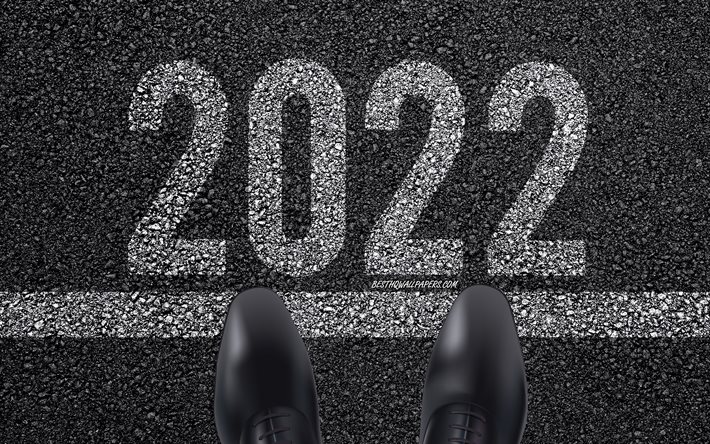 B&#246;rjan av 2022, Starten av 2022 &#197;r, 2022 koncept, Gott nytt &#229;r 2022, asfaltstruktur, Start 2022, inskrift p&#229; asfalten, 2022 Start