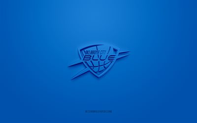 Oklahoma City Blue, logotipo 3D criativo, fundo azul, NBA G League, emblema 3D, American Basketball Club, Oklahoma, EUA, arte 3D, basquete, logotipo Oklahoma City Blue 3d