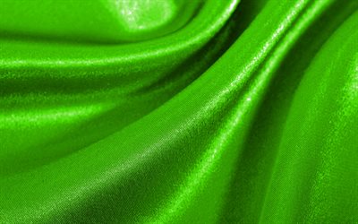 lime satin wavy, 4k, silk texture, fabric wavy textures, lime fabric background, textile textures, satin textures, lime backgrounds, wavy textures