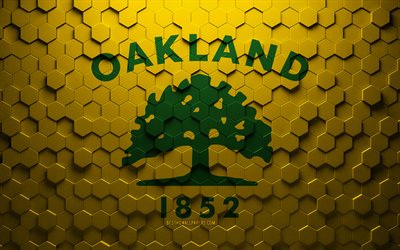 Flag of Oakland, California, honeycomb art, Oakland hexagons flag, Oakland, 3d hexagons art, Oakland flag