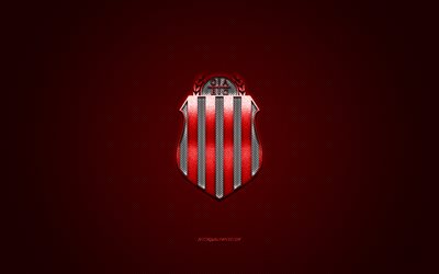 Barracas Central, Argentine football club, red logo, red carbon fiber background, Primera B Nacional, football, Buenos Aires, Argentina, Barracas Central logo