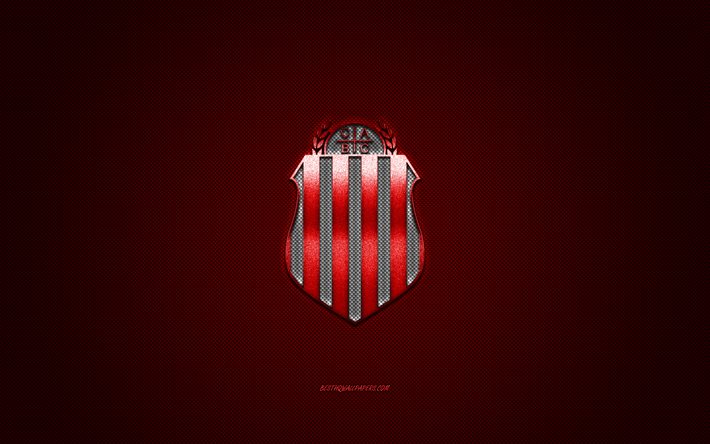 バラカスセントラル, アルゼンチンのサッカークラブ, 赤いロゴ, 赤い炭素繊維の背景, プリメーラBナシオナル, フットボール。, ブエノスアイレス, アルゼンチン, バラカスセントラルのロゴ