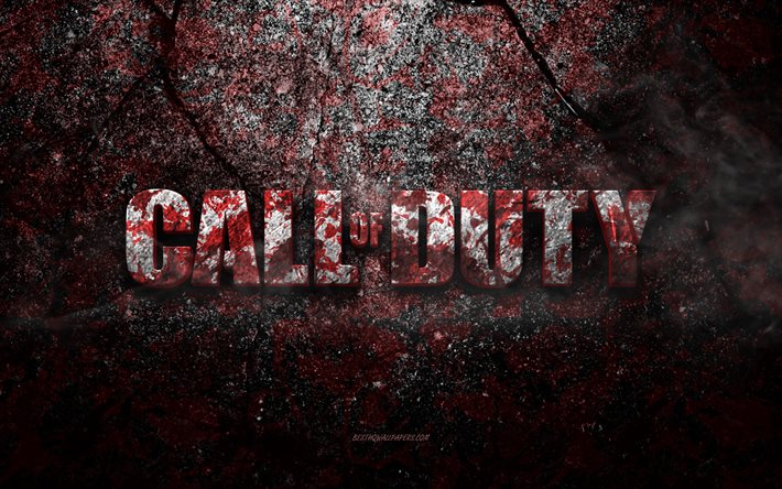 Call of Duty logo, grunge art, Call of Duty stone logo, red stone texture, Call of Duty, grunge stone texture, Call of Duty emblem, Call of Duty 3d logo