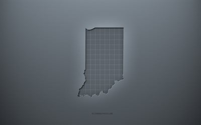 Indiana map, gray creative background, Indiana, USA, gray paper texture, American states, Indiana map silhouette, map of Indiana, gray background, Indiana 3d map