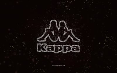 Kappa glitter logo, 4k, black background, Kappa logo, white glitter art, Kappa, creative art, Kappa white glitter logo
