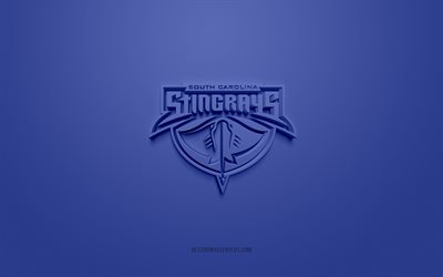 South Carolina Stingrays, creative 3D logo, blue background, ECHL, 3d emblem, American Hockey Club, South Carolina, USA, 3d art, hockey, South Carolina Stingrays 3d logo