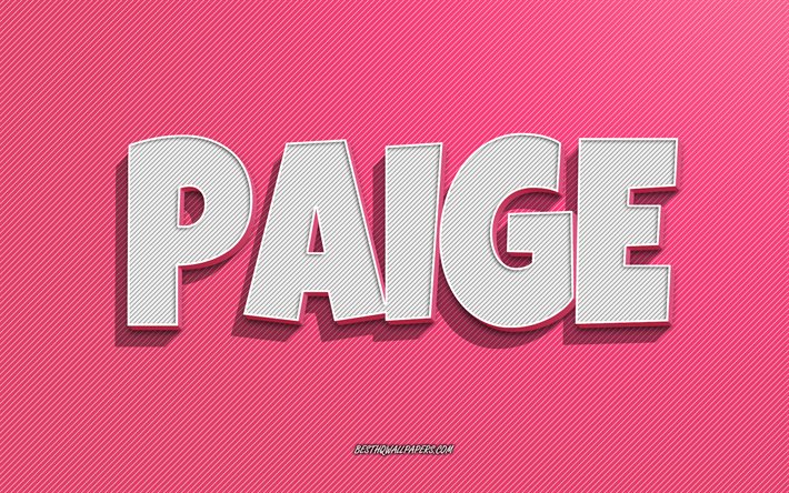 Paige, vaaleanpunaiset viivat tausta, taustakuvat nimill&#228;, Paige -nimi, naisten nimet, Paige -onnittelukortti, viivapiirros, kuva Paige -nimell&#228;