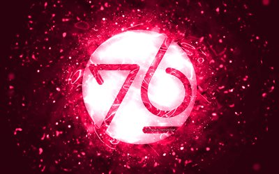 system76 vaaleanpunainen logo, 4k, vaaleanpunaiset neonvalot, Linux, luova, vaaleanpunainen abstrakti tausta, system76 -logo, k&#228;ytt&#246;j&#228;rjestelm&#228;, j&#228;rjestelm&#228;76
