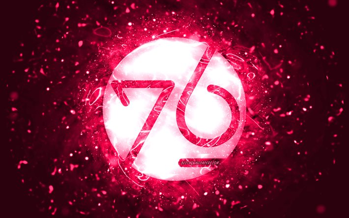logotipo rosa do system76, 4k, luzes de n&#233;on rosa, Linux, criativo, fundo abstrato rosa, logotipo do system76, sistema operacional, sistema 76