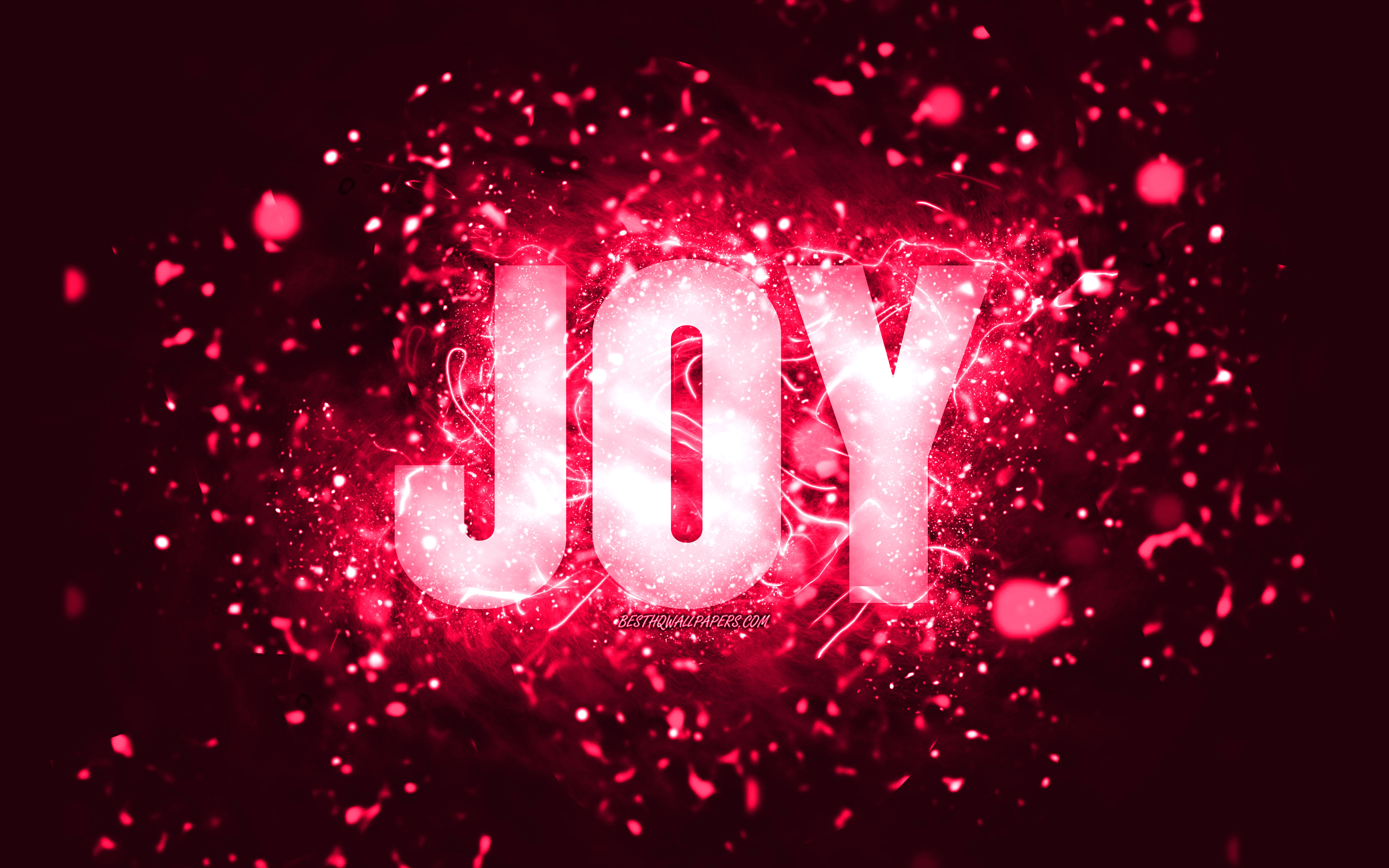 Download Wallpapers Happy Birthday Joy K Pink Neon Lights Joy Name Creative Joy Happy
