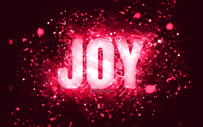 Happy Birthday Joy, 4k, pink neon lights, Joy name, creative, Joy Happy Birthday, Joy Birthday, popular american female names, picture with Joy name, Joy