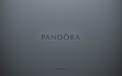 Pandora -logotyp, gr&#229; kreativ bakgrund, Pandora -emblem, gr&#229;tt papper, Pandora, gr&#229; bakgrund, Pandora 3d -logotyp