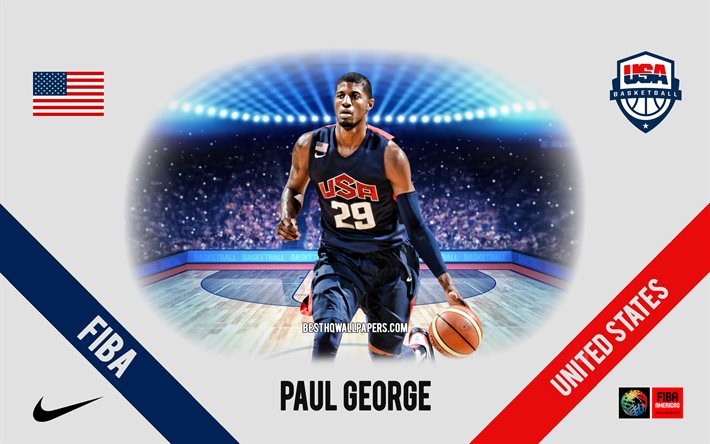 Paul George, sele&#231;&#227;o americana de basquete, jogador americano de basquete, NBA, retrato, EUA, basquete