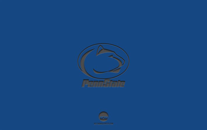 Penn State Nittany Lions, sininen tausta, amerikkalainen jalkapallojoukkue, Penn State Nittany Lions -tunnus, NCAA, Pennsylvania, USA, amerikkalainen jalkapallo, Penn State Nittany Lions -logo