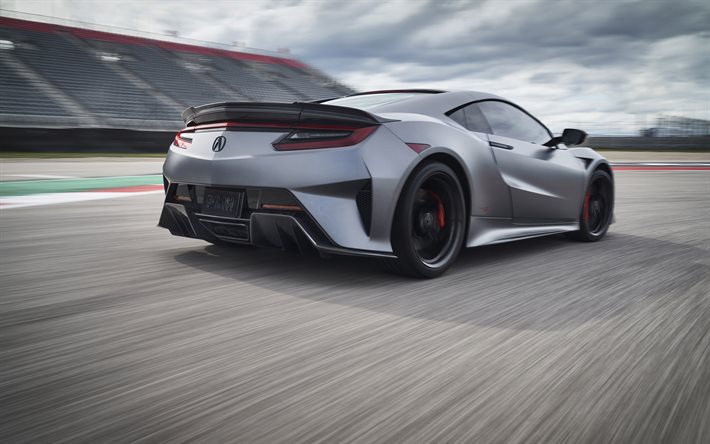 2022, Acura NSX Type S, 4k, vue arri&#232;re, ext&#233;rieur, coup&#233; sport gris, Acura NSX gris, voitures de sport japonaises, Acura