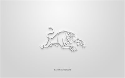 Penrith Panthers, creative 3D logo, white background, National Rugby League, 3d emblem, NRL, Australian rugby league, Penrith, Australia, 3d art, rugby, Penrith Panthers 3d logo