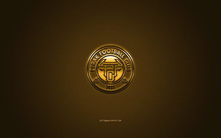Perak FC, Malezya Futbol Kul&#252;b&#252;, altın logo, altın karbon fiber arka plan, Malezya S&#252;per Ligi, futbol, Ipoh City, Malezya, Perak FC logosu