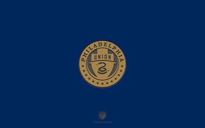 philadelphia union, blauer hintergrund, amerikanische fu&#223;ballmannschaft, philadelphia union-emblem, mls, philadelphia, usa, fu&#223;ball, philadelphia union-logo