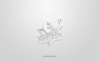 San Diego Gulls, luova 3D -logo, valkoinen tausta, AHL, 3D -tunnus, American Hockey Team, American Hockey League, Kalifornia, USA, 3d art, j&#228;&#228;kiekko, San Diego Gulls 3d -logo