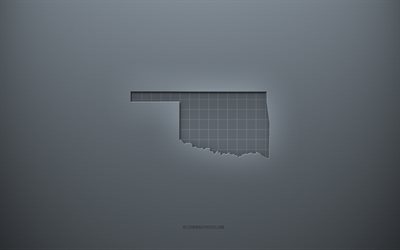 Oklahoma haritası, gri yaratıcı arka plan, Oklahoma, ABD, gri kağıt dokusu, Amerika Birleşik Devletleri, Oklahoma harita silueti, gri arka plan, Oklahoma 3d harita