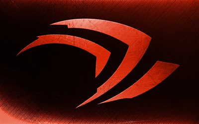 Logo Nvidia naranja, arte grunge, fondo tipogr&#225;fico naranja, creativo, logo Nvidia grunge, marcas, logo Nvidia, Nvidia