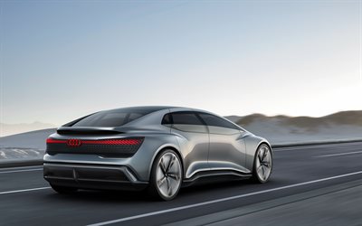 أودي Aicon مفهوم, 2017, الرؤية الخلفية, سيارات المستقبل, السيارات الألمانية, التصميم في المستقبل, أودي