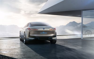 BMW i رؤية ديناميكية مفهوم, 2017, الرؤية الخلفية, سيدان, سيارات المستقبل, BMW, السيارات الألمانية