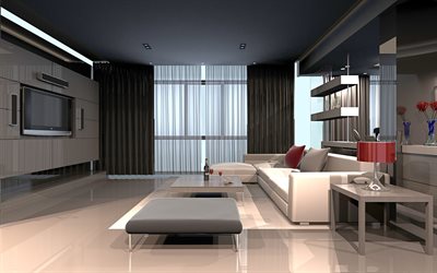 couloir, studio, appartement, gris plafond, design moderne, appartement moderne, int&#233;rieur, id&#233;e