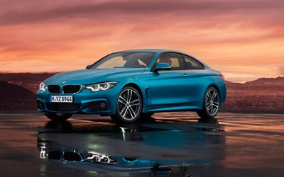 4k, BMW 4 Coup&#233; s&#233;rie, 2018 voitures, Sport M, F82, bleu m4, BMW