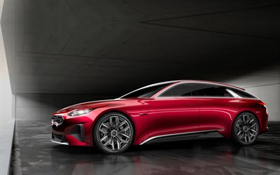 Kia Proceder Concepto de 2017, la vista lateral, los coches nuevos, rojo Proceder, coches coreanos, Kia