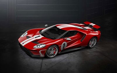 Ford GT, 2017, 67 Heritage Edition, sport car, red GT, american cars, Ford