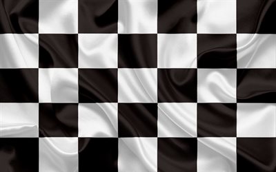 Drapeau &#224; damier, noir, blanc, drapeau, drapeau de finition, des drapeaux de soie