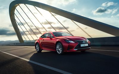 Lexus RC, 300h, 2018, 4k, luxury sports coupe, new red RC, exterior, Japanese cars, Lexus
