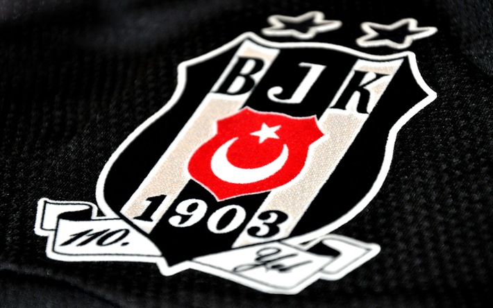 Besiktas FC, texture de tissu, logo, Super Lig, turc, club de football, football, soccer, Besiktas JK, Istanbul, Turquie