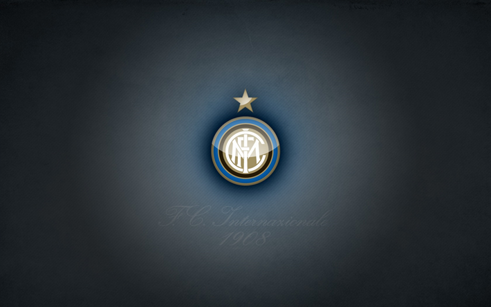 Internazionale FC, yaratıcı logo, amblem, İtalya, Inter Milan Serie A FC, sanat, Gri arka plan